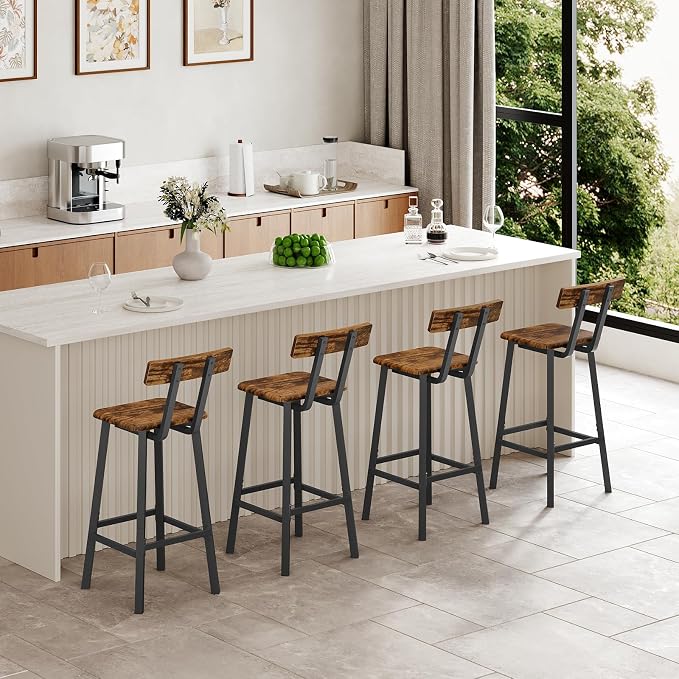 Bar Stools, Counter Stools for Bar, Living Room, and Dining Room, Rustic Brown - Image 7