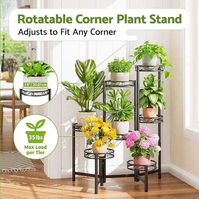 Metal Plant Stand, 7 Tier Tall Wrought Iron Plant Shelf Holder - Image 2