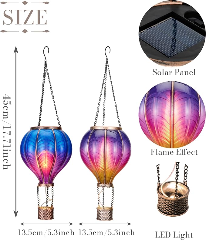 TERESA'S COLLECTIONS 2 Pack Hanging Solar Lantern Outdoor Garden Decor - Image 4