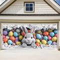 ANNA QUEEN Easter Bunny Garage Door Banner 6x13FT, Cute Rabbit Peeking Cracked by ANNAQUEEN