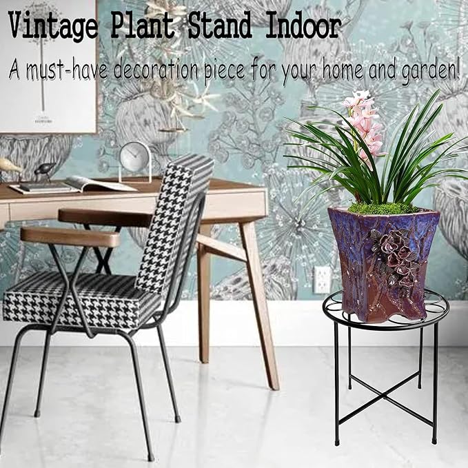 Plant Stand, 2 Pack Round Plant Stands Indoor Outdoor, Retro Design 15'' Tall - Image 3