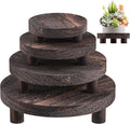 Wood Plant Stand Indoor Outdoor, 12/10/8/6" Round Wood Riser by Letyourd%C3%A9cormoreglamorous