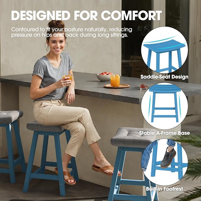 Ciokea 2 Set 24" Outdoor Bar Stools - Image 4