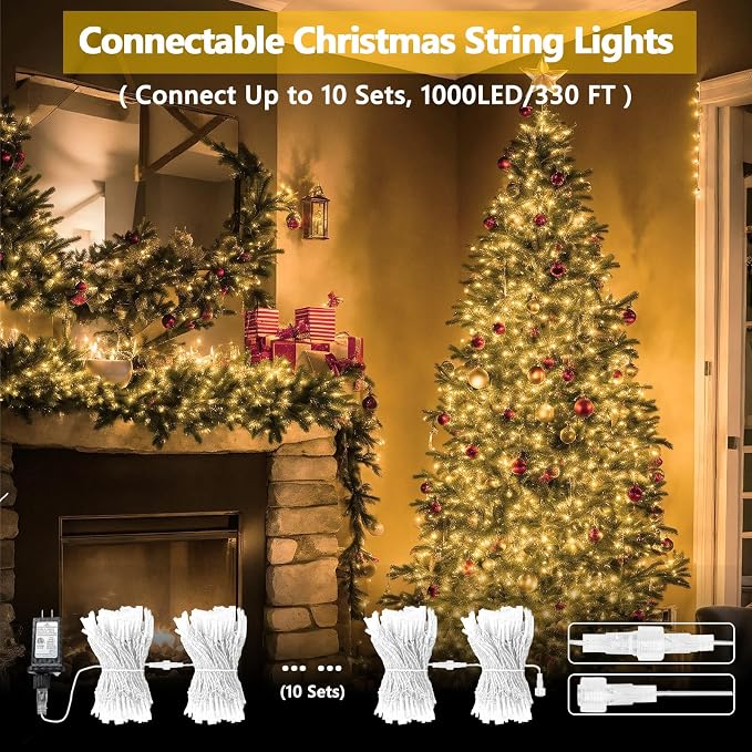 2 Pack 100 LED Connectable String Lights Indoor Outdoor, 33FT Clear Wire - Image 3