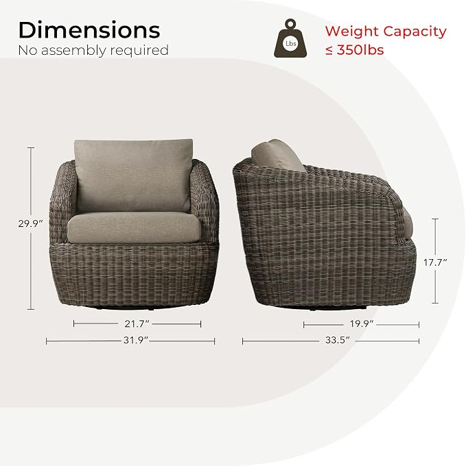 CHITA Patio Wicker 360° Swivel Chair - Image 6