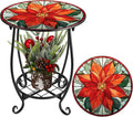Outdoor Side Table Round Small Mosaic Patio Accent Indoor End Plant Coffee Tea by Cinnvoice