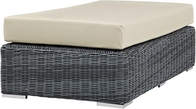 Modway Summon Wicker Rattan Outdoor Patio Sunbrella® Fabric Rectangle Ottoman - Image 4