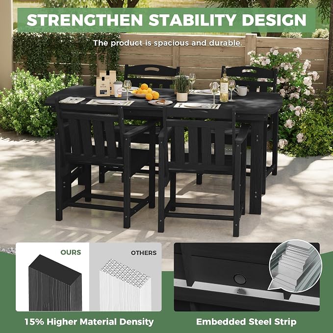 HDPE Outdoor Patio Dining Set - Image 4