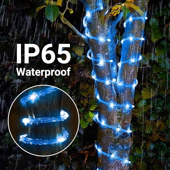 Solar Rope Lights, 66ft 200LED Solar String Lights, 8 Modes Waterproof Solar - Image 4