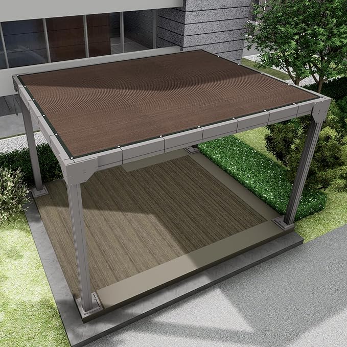 8'x 10' Sun Shade Cloth, Mocha Outdoor Pergola Shade Cover by Vexoria