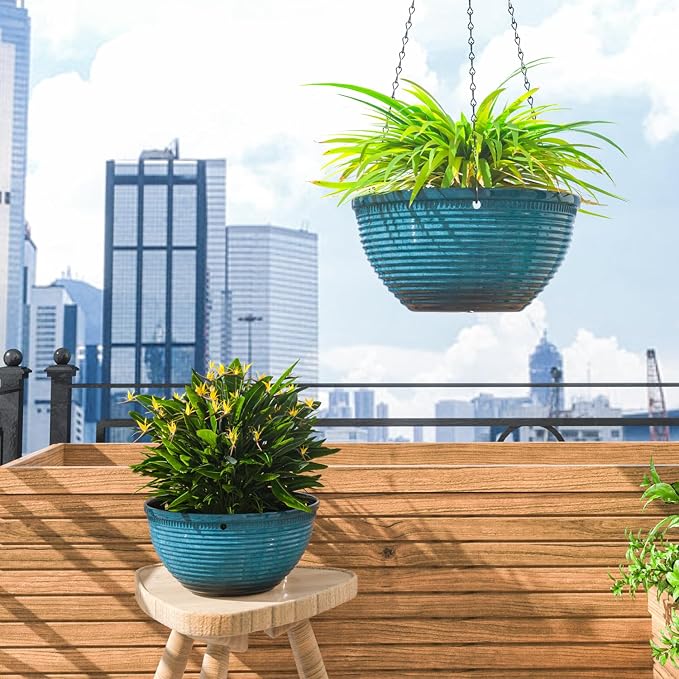 2 Pack Hanging Planters for Indoor Outdoor Plants, 10 Inch Hanging Planter - Image 6