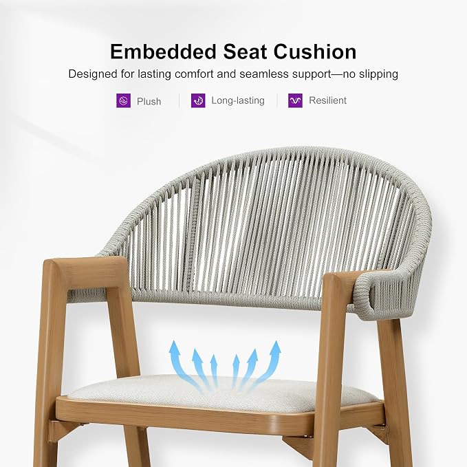 PURPLE LEAF Outdoor Bar Height Bar Stool Set of 2 Rattan Bar Chair - Image 8