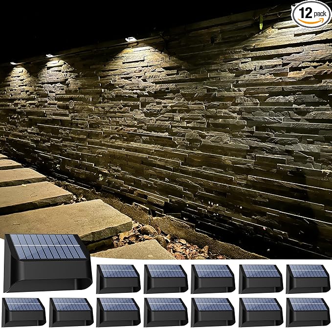 Solar Fence Lights, Warm White & RGB Fence Lights Outdoor Step Lights Outdoor by Yivsen