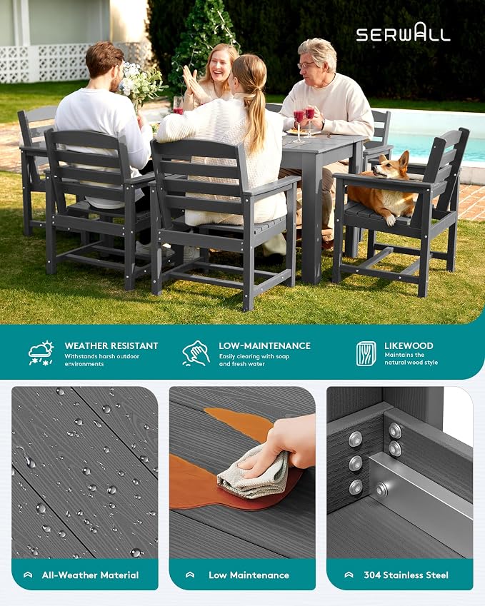 SERWALL Patio Dining Set for 6, Outdoor Dining Sets for 6 Person - Image 6