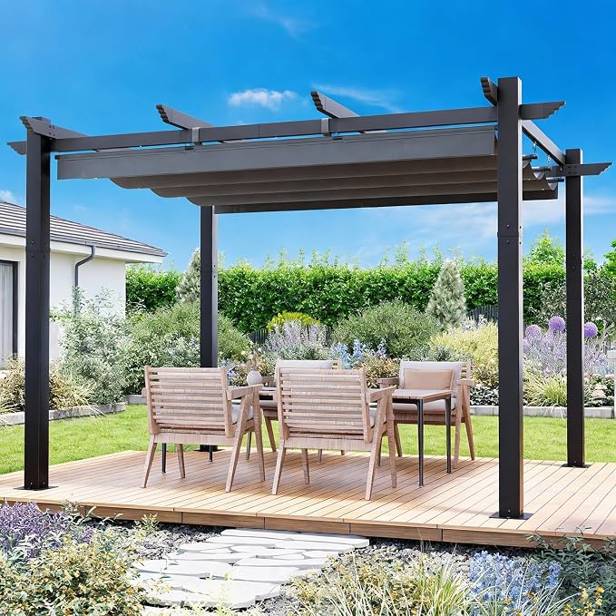 MELLCOM Retractable Pergola 10x12 Ft, Metal Shelter by MELLCOM