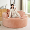 Antetek Oversized Round Chaise Longue Chair Indoor, Modern 55-inch Upholstered by Antetek