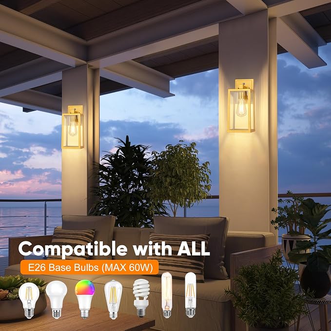 PARTPHONER Gold Dusk to Dawn Outdoor Lights - Image 4