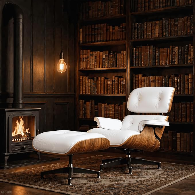 Top Grain Leather, Mid Century Chaise Lounge Chair and Ottoman, Reading Chair - Image 2