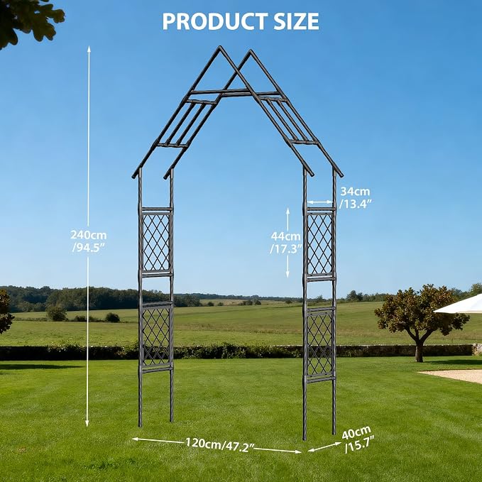 Heavy-Duty Garden Arch Trellis, 7.87 x 3.93 ft Metal Arbor - Image 2