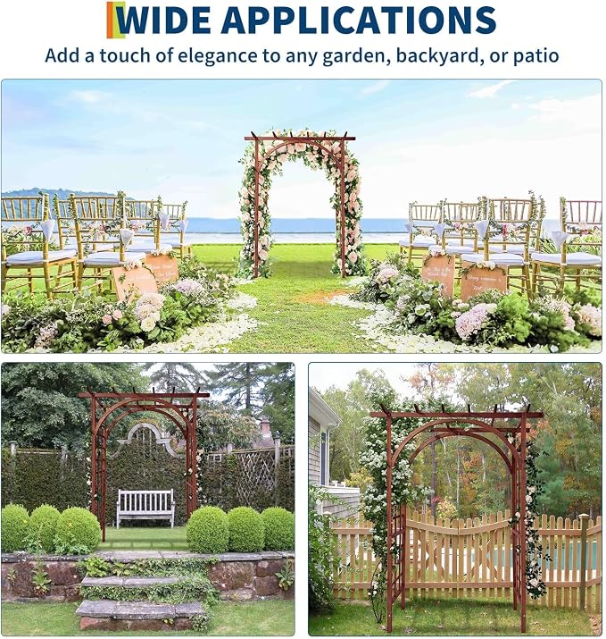 85 in Wooden Garden Arbor, Solid Fir Wood Trellis - Image 6