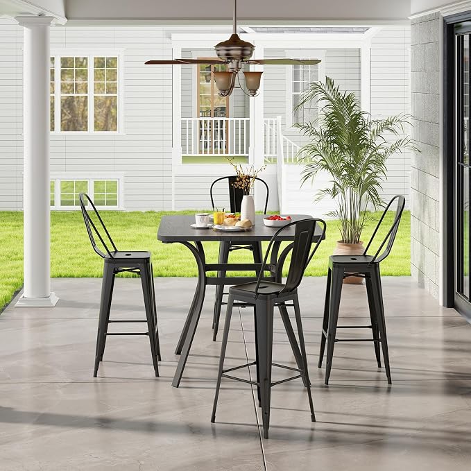 Giantex Metal Bar Stools Set of 4, Rubber Feet, Industrial Stackable Barstools - Image 2