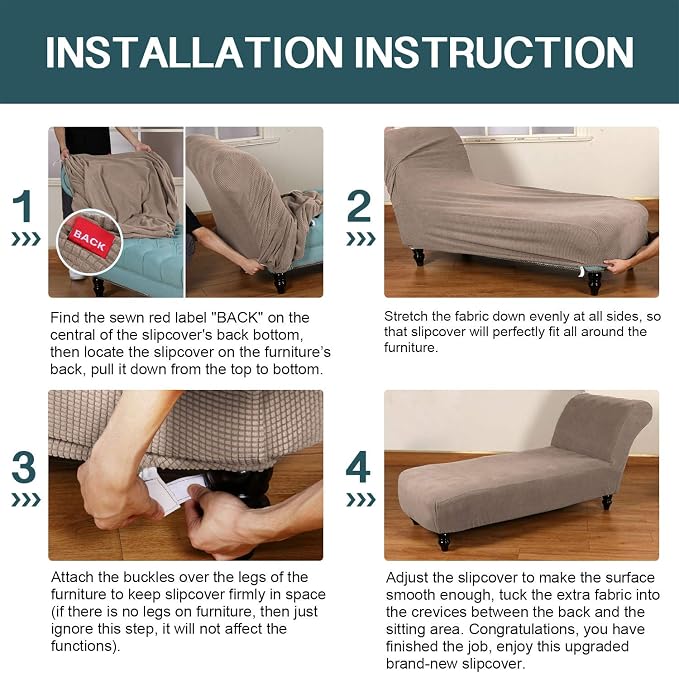 FantasDecor Chaise Lounge Cover Stretch Armless Chair Slipcover - Image 7