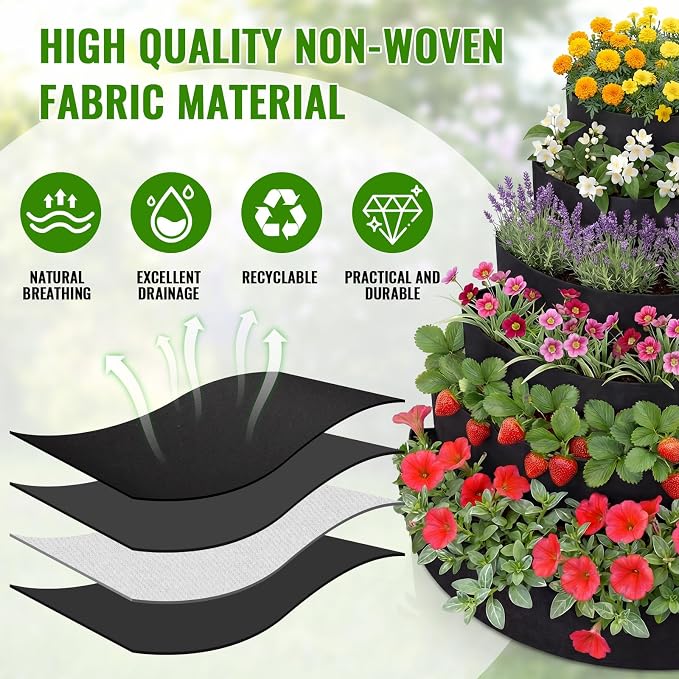 6 Tiered Strawberry Planter for Outdoor Plants, 47 Inch Heavy Duty Strawberry - Image 3