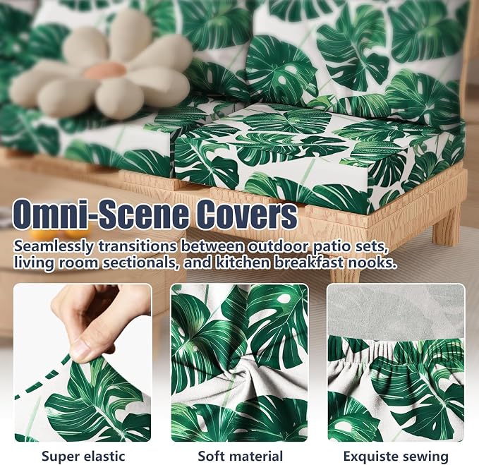 8Pcs Square Small Stretch Patio Cushion Covers, Couch & Sofa Replacement - Image 4