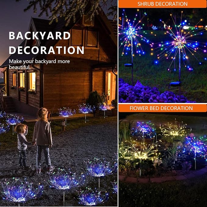 4 Pack Solar Firework Lights 200 LED Create Magical Nights, Waterproof - Image 3