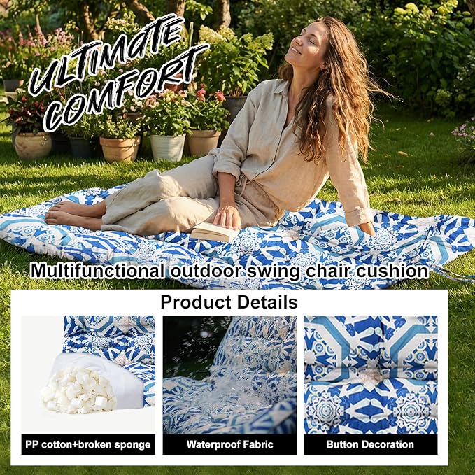 Waterproof Porch Swing Cushion Replacement, 2–3 Seat Swing Seat Cushion - Image 3