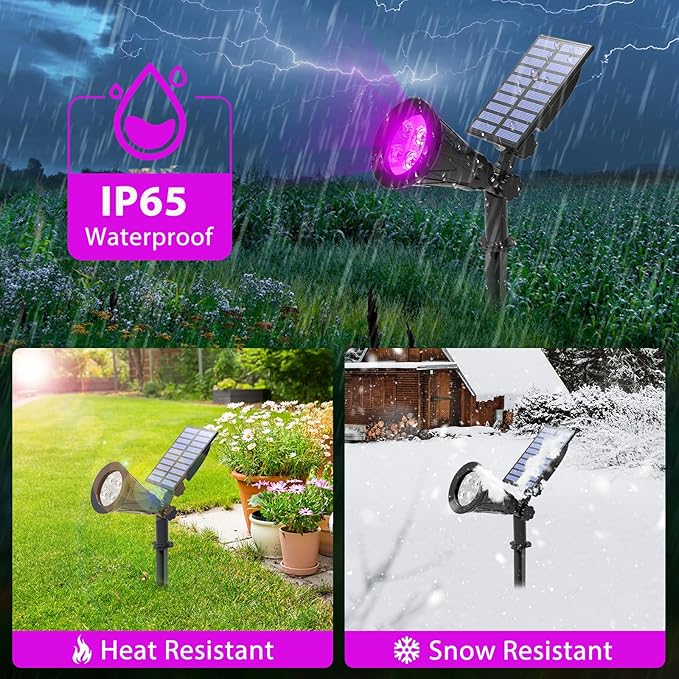 T-SUN Solar Spotlights, 4 LED Solar Waterproof Outdoor Landscape Lights - Image 6