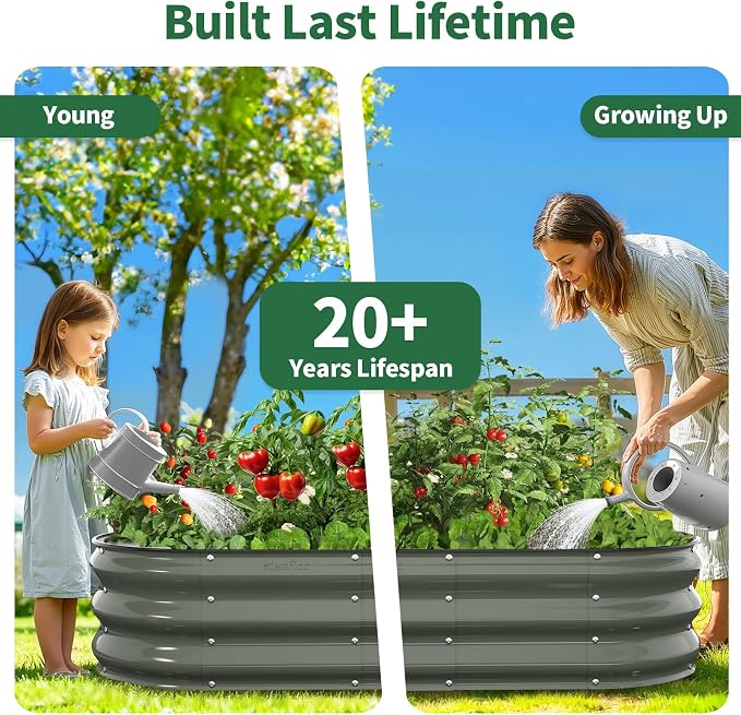 Kesfitt Raised Garden Bed, Oval Open-Bottom Design, 12-Inch Deep - Image 9