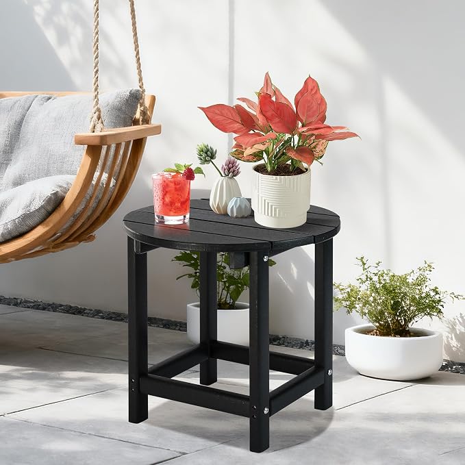 LZRS Round Adirondack Patio Side Table End Table, Outdoor Side Tables - Image 6