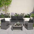Solaste 4 Piece Outdoor Patio Furniture Set, Outdoor Sectional Sofa by Solaste