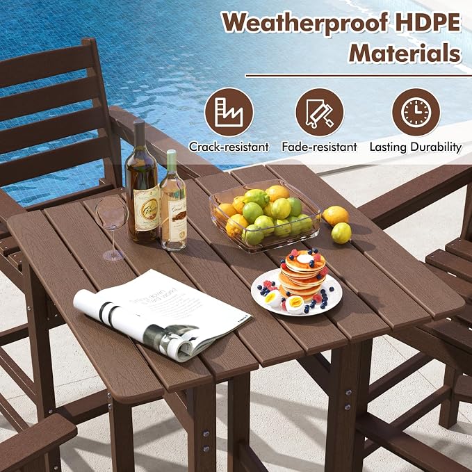 Giantex 42" Height Outdoor Tall Bar Table, HDPE Square Pub Tables - Image 5