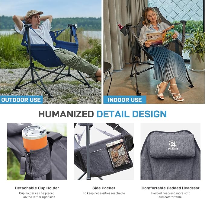 EVER ADVANCED Padded Hammock Camping Chair, Oversized Heavy Duty Swing Chair - Image 7