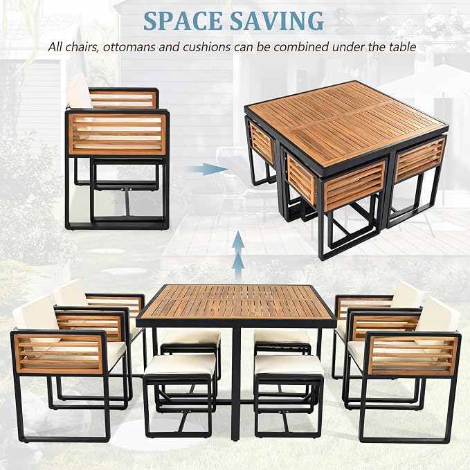 Merax 9 Pieces Outdoor Dining Set - Image 5