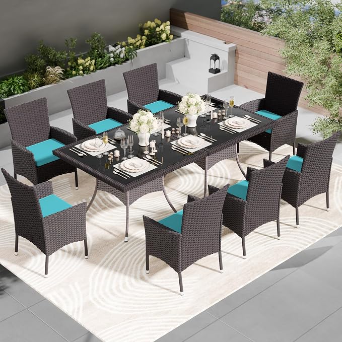 Kullavik 10-Piece Outdoor Dining Set Patio Rattan Furniture Set, Patio Dining - Image 7