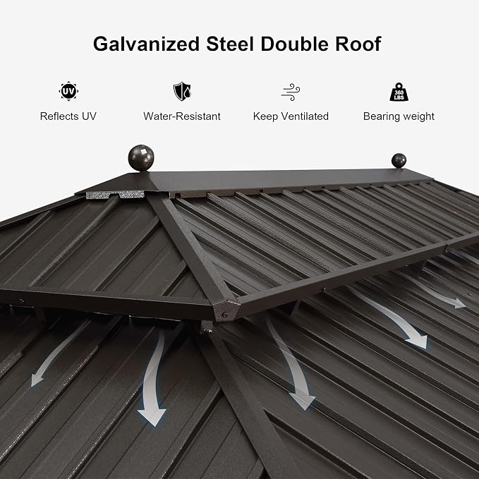 PURPLE LEAF 13' X 15' Outdoor Hardtop Gazebo Patio Wide Aluminum Frame Metal - Image 7