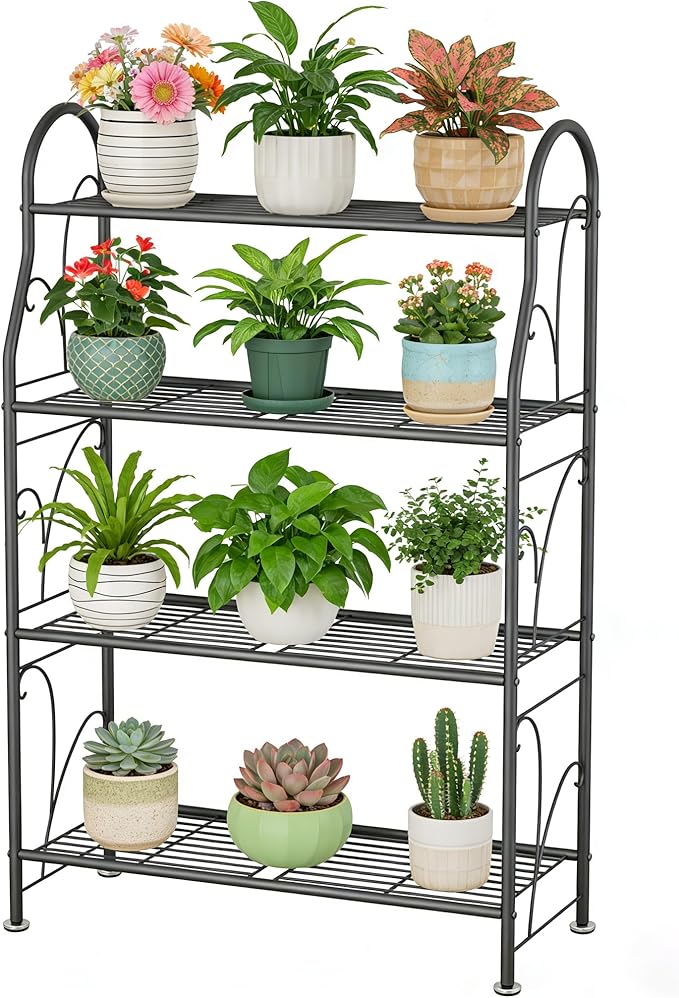 SORCEDAS Plant Stand Indoor Outdoor Plant Shelf 4 Tier Metal Corner Flower by SpecialYourHome
