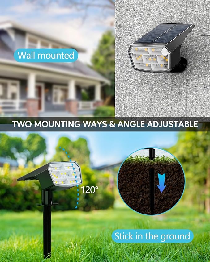 HIBOITEC Solar Spot Lights Outdoor Color Changing 59LED Landscape Lighting - Image 5