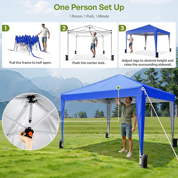10x10 Pop Up Canopy with Sidewalls, Instant Portable Canopy Tent with Carry Bag - Image 2