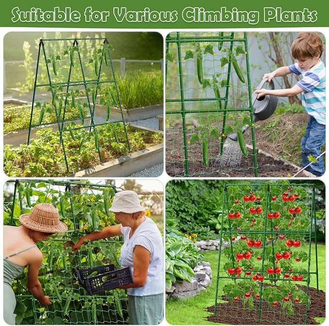 2 Packs Cucumber Trellis for Raised Beds, 31 X 47 Inch Adjustable Size A-Frame - Image 7
