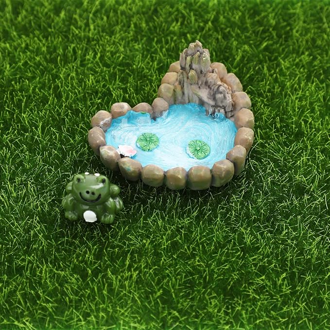 ONEST 10 Pieces Garden Miniature Accessories Mini Pond Fence Duck Frog Micro - Image 6