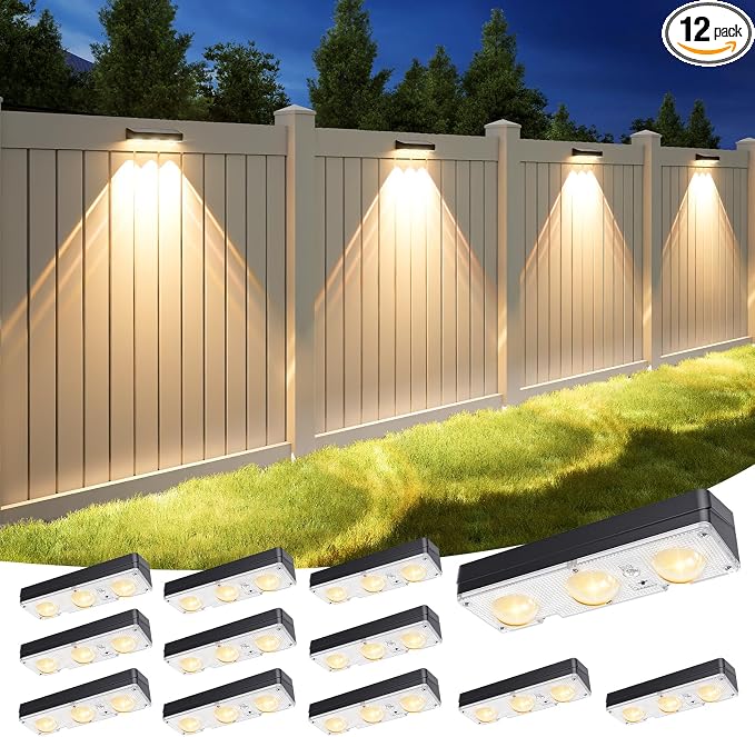 APONUO Solar Fence Lights Outdoor Waterproof, Fence Lights Solar Powered by APONUO