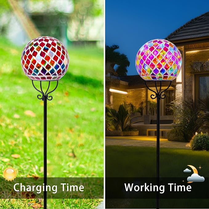 VCUTEKA Solar Outdoor Lights Garden Decor Mosaic Solar Garden Lights Waterproof - Image 2