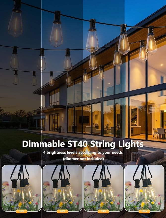 LED Outdoor Lights for Patio 20Ft, Waterproof Patio String Lights - Image 7