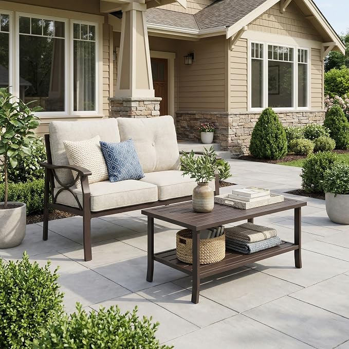 RoyalCraft 2-Pieces Outdoor Patio Furniture Set, Outdoor Metal Sectional by Bringyoubetterlife