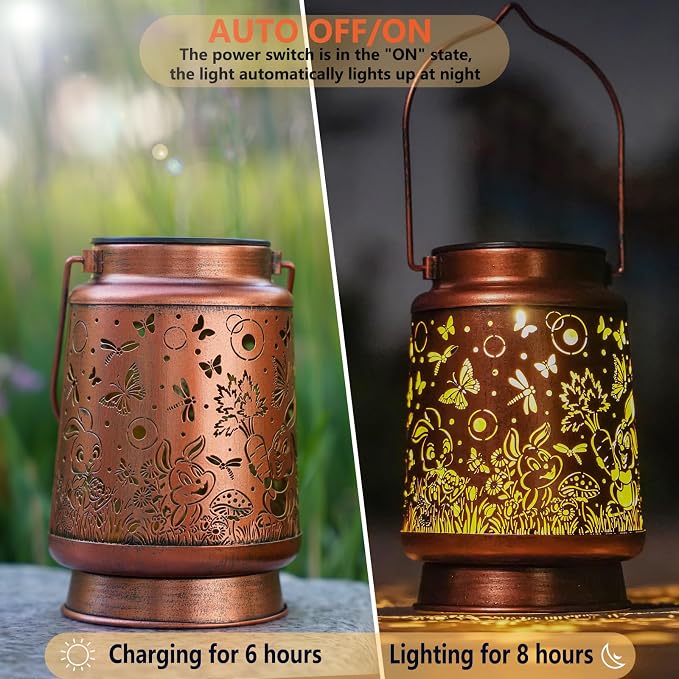 Solar Rabbit Lanterns Outdoor Hanging Decor Lantern, Waterproof Hollow Out - Image 5
