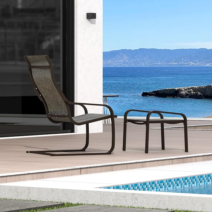 Domi Outdoor C Spring Motion Chair, Patio Bistro Set of 2, All-Weather - Image 8